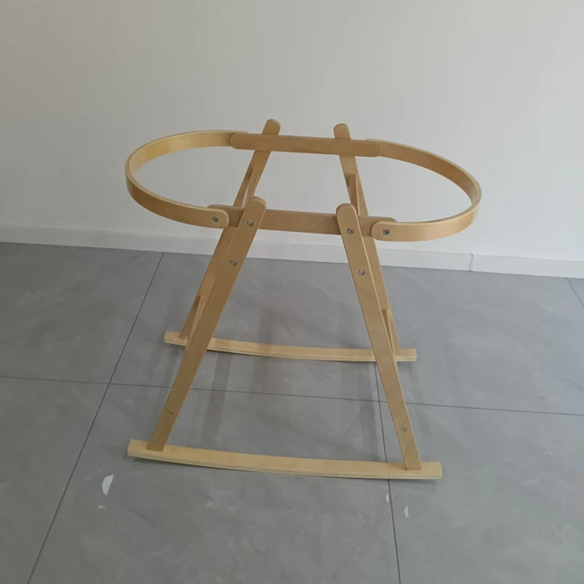 Wooden Rocking Moses Basket Stand for Baby Bassinets Double Layer Stand
