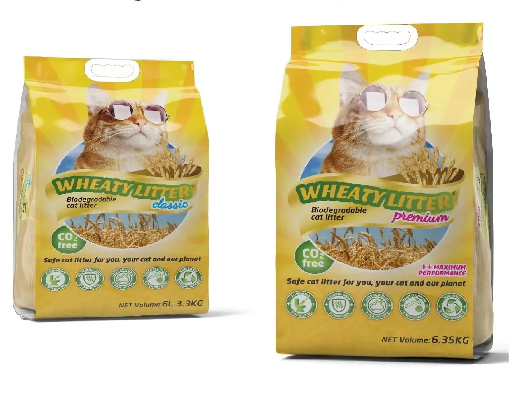 Wheat Cat Litter Classic Ecofriendly Flushable Hard Clumping Plant Cat