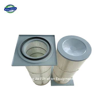 Industrial Air Filter High Efficiency Square Flange Dust Filter Cartridge  Filter Element Polyester Material