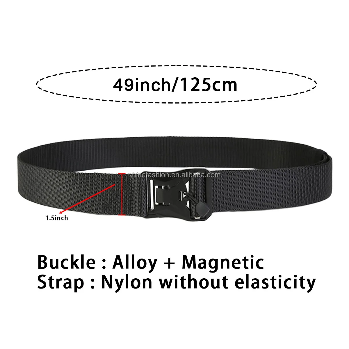 MIJIU Men's 1.5" Nylon Tactical Belt - Adjustable Slide Buckle, Military Style (Black, XXXL)