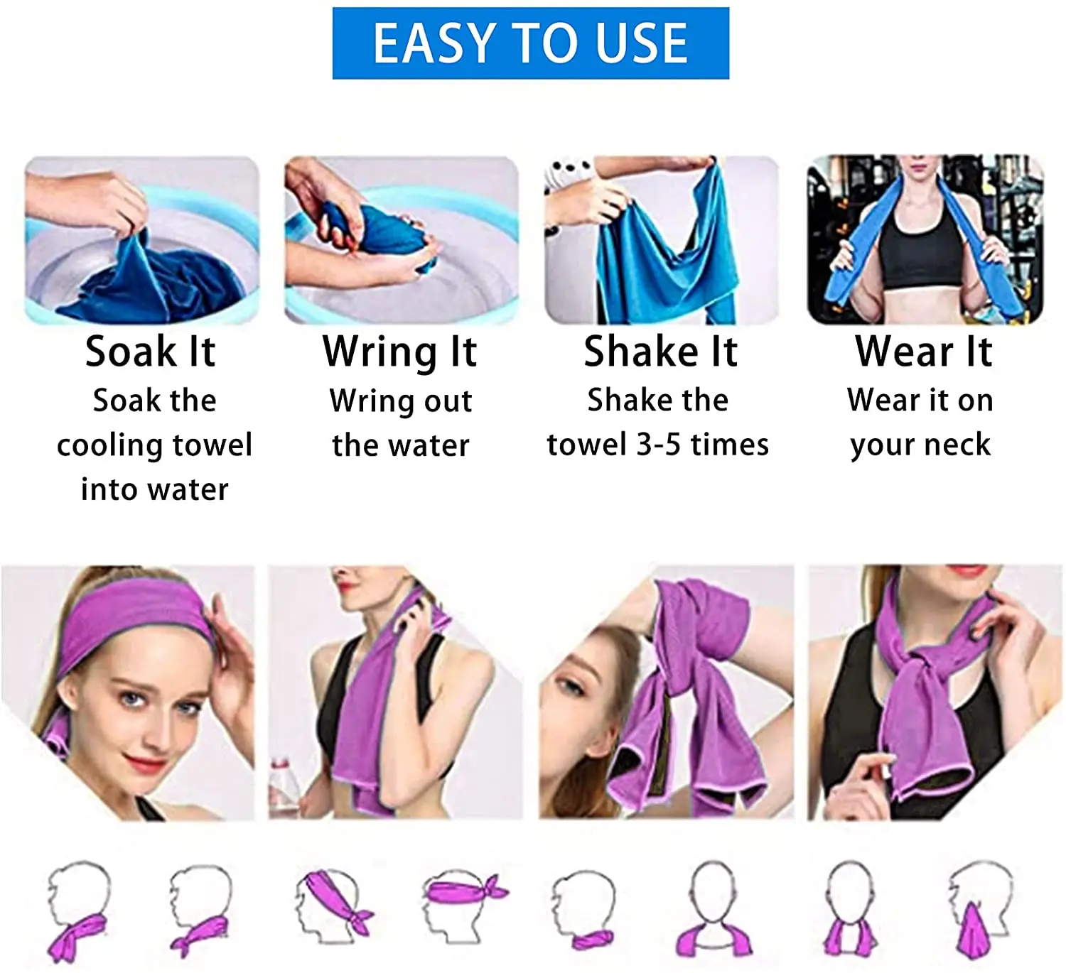 Cooling Towel Cool Cold Sports Towel For Neck,Microfiber Ice Soft ...