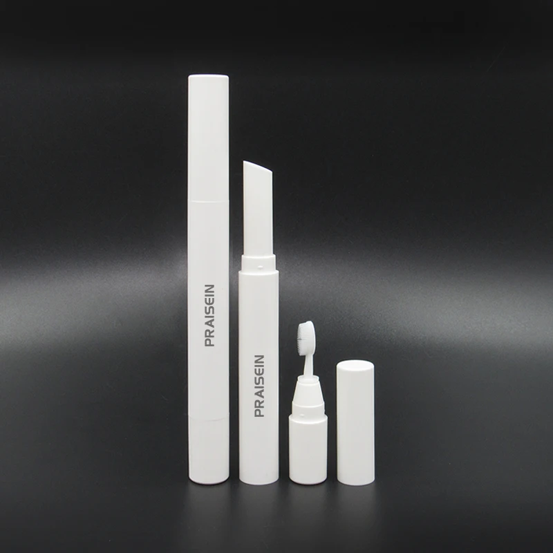 Praisein Wholesale Custom Plastic Eyebrow Styling Cream Tube with Brush 2 in 1 White Round Eyebrow Cream Packaging Tube