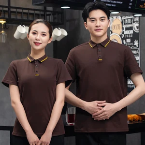 Women Modern Work Clothes Office Hotel Doorman Uniform Designs Short Sleeve Restaurant Uniform Jean Polo Shirt