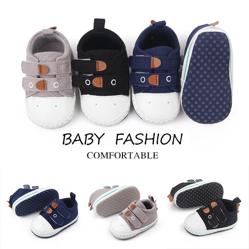 Hook&loop Design Canvas Babt Toddler Infant Newborn Boy Shoes Spring Autumn Baby Boy Shoes manufacture