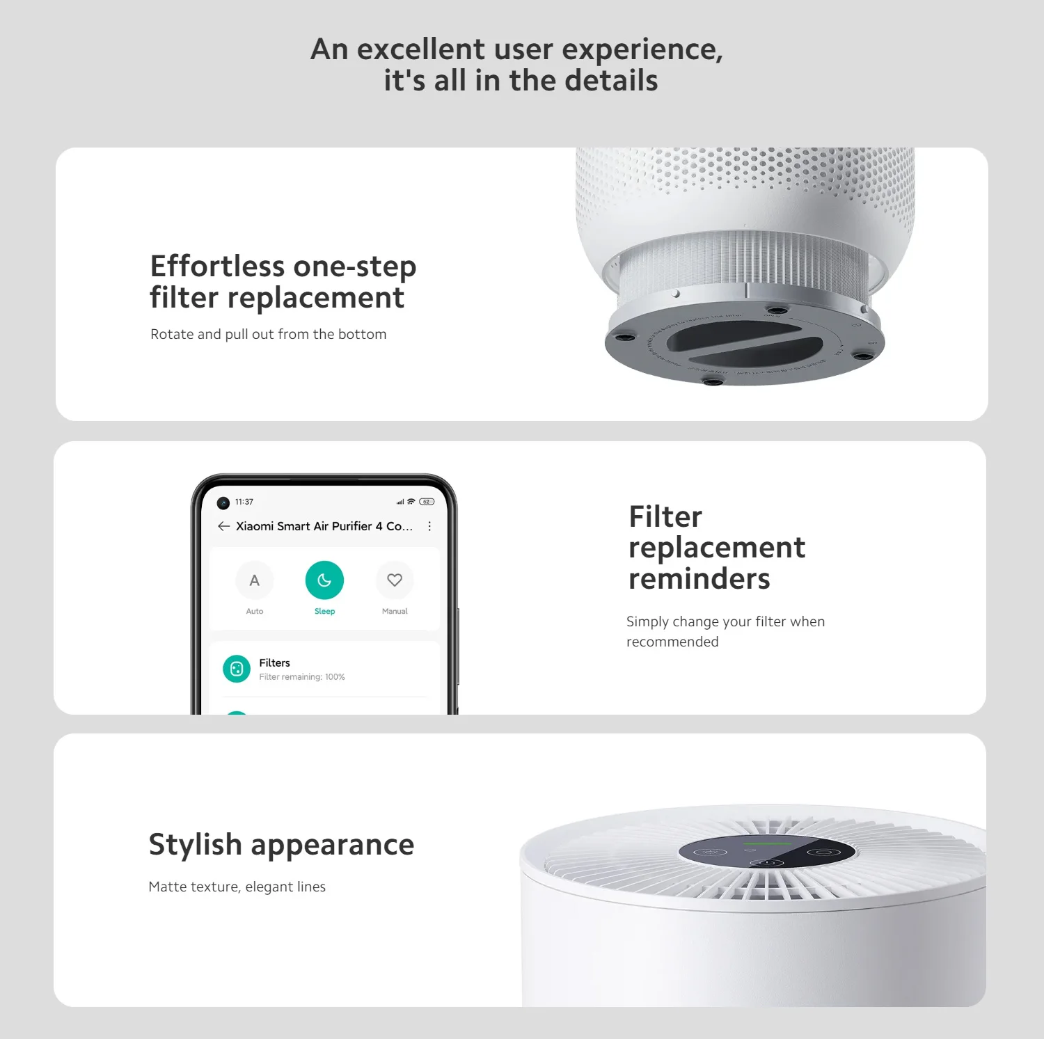 Original Global Xiaomi Smart Air Purifier 4 Compact Low Energy Consumption and High Efficiency Smart Air Purifier