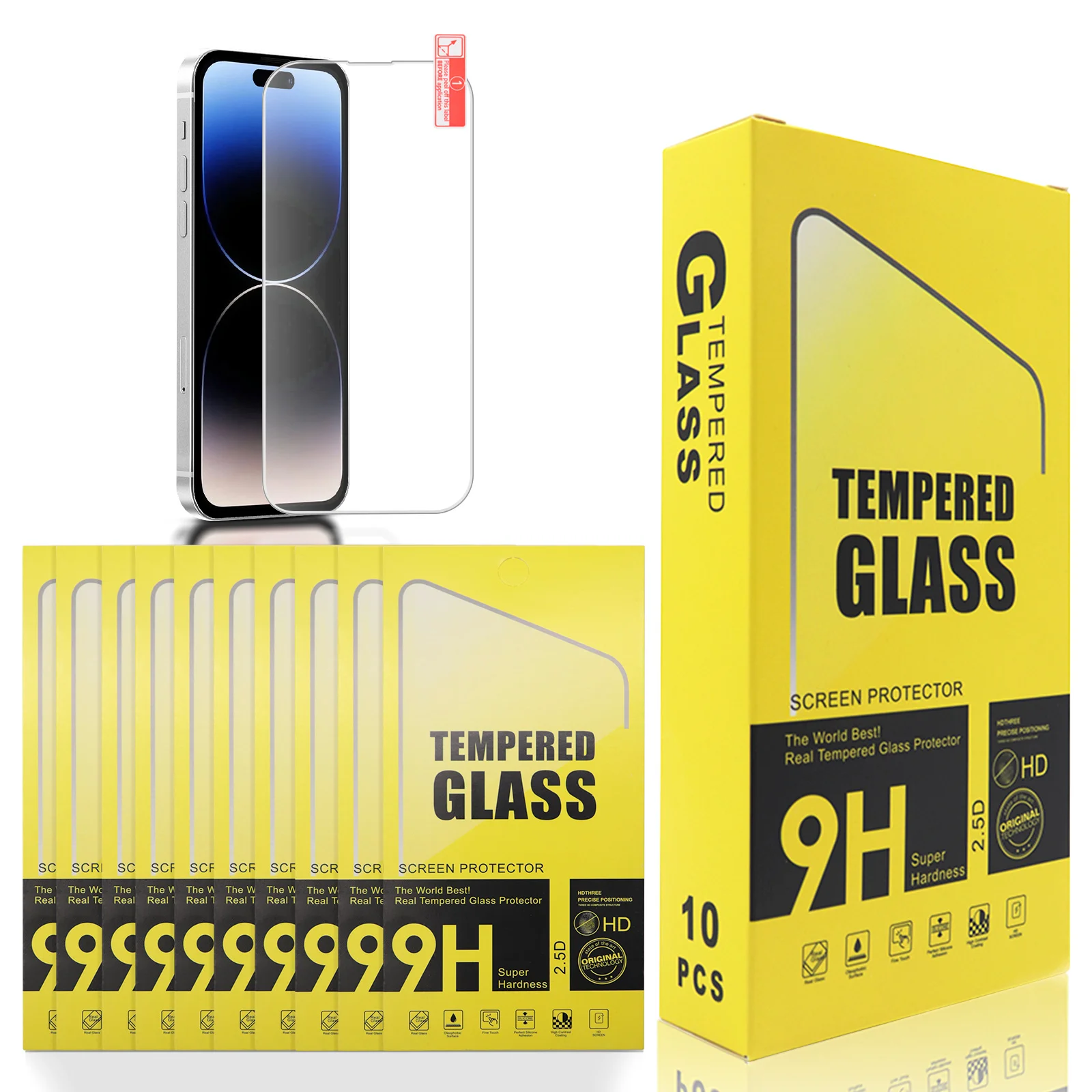 Antiscratch 10 In 1 9d Mobile Phone Tempered Glass Screen Protectors