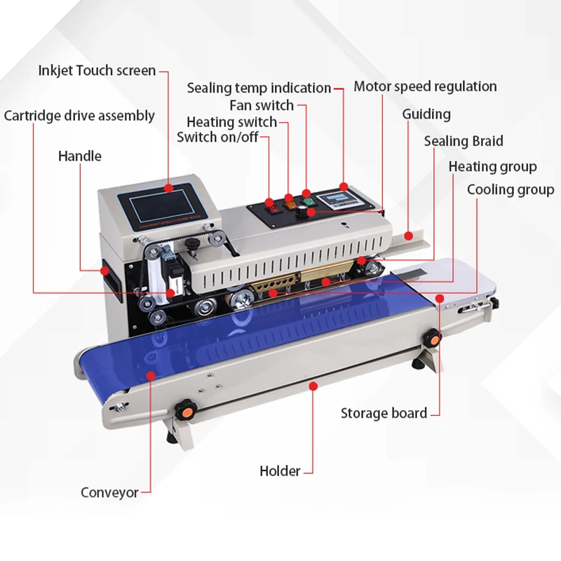 High Quality Continuous Small Side Heat Plastic Bag Sealing Machine With Date Coding