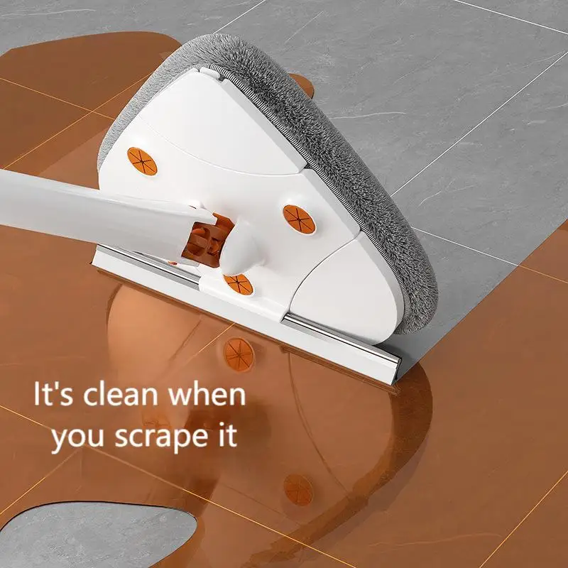 New Multifunctional 360° Rotating Cleaning Mop Floor Window Spinning Mop Glass Scraper Telescopic Triangle Microfiber Mop