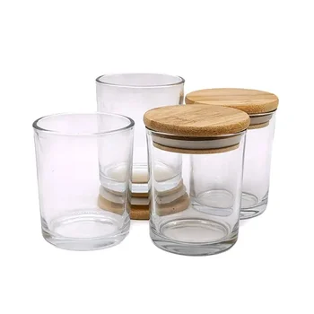 10oz Empty Frosted Glass Candle Jar Heart Shaped Glass Jars With Wood Lid