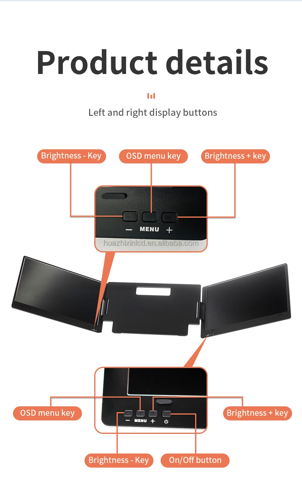 USB Type-C Triple Monitor - 14 Inch IPS Display for Laptop