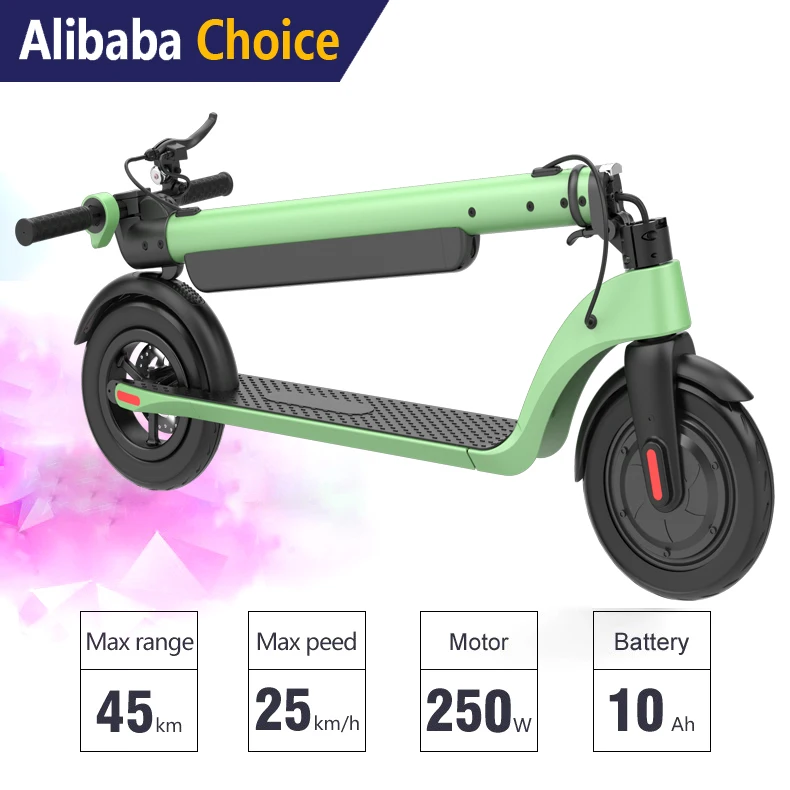 2025 10-Inch 350W Portable Green E-Scooter Lightweight Foldable Adult Urban Mobility Electric Scooter 10AH Removable Lithium