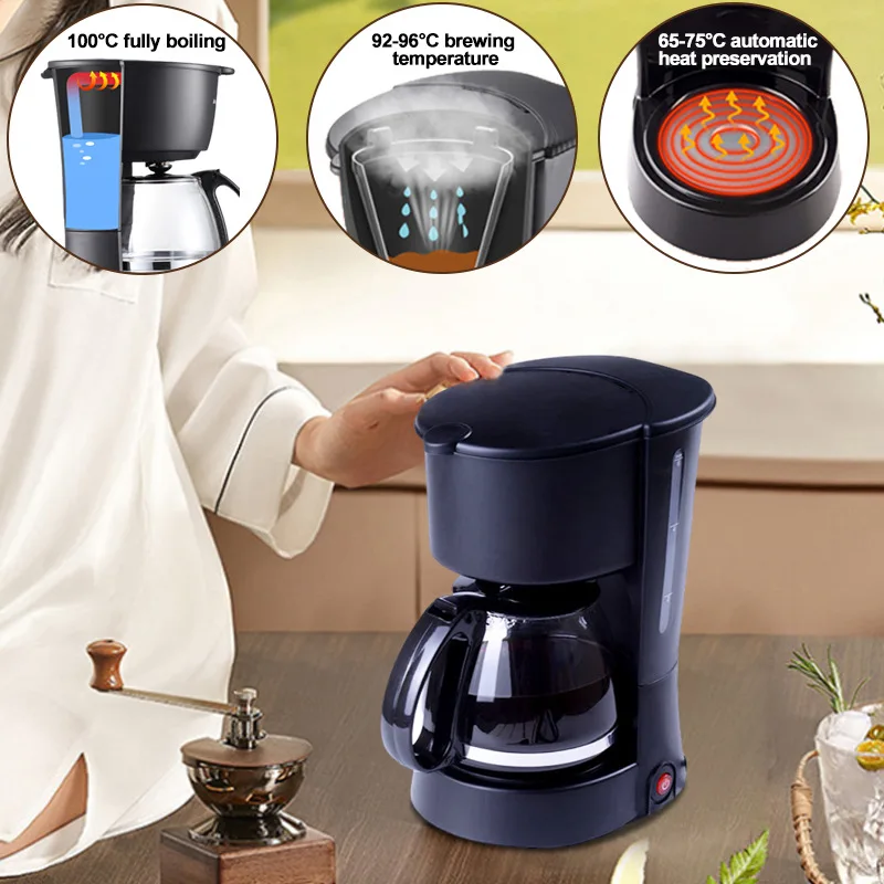 American 6 Cups Portable Espresso Drip Coffee Maker Thermal Coffee Pot  Leak-Proof Coffee Machine