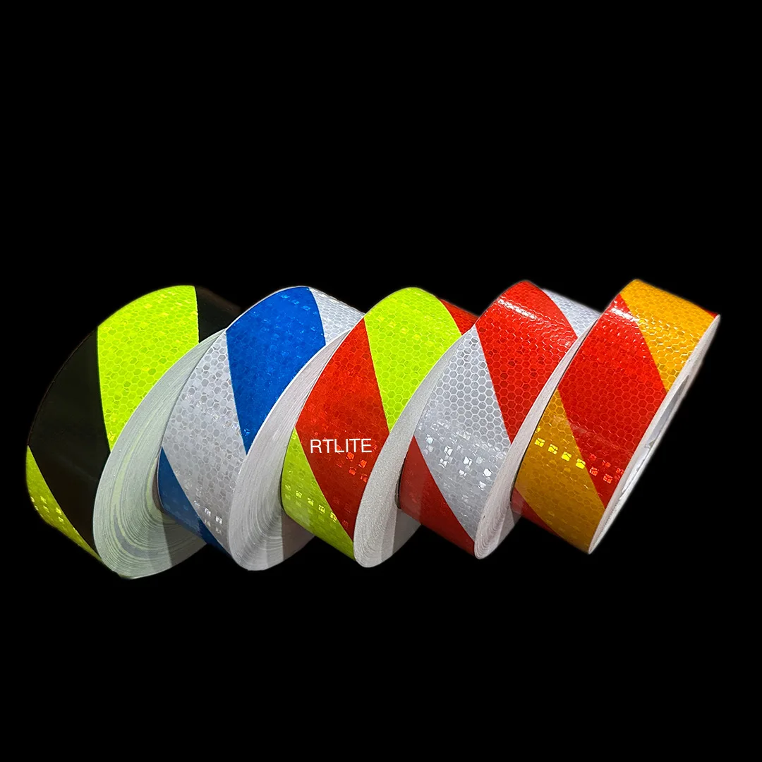 Honeycomb PVC Self Adhesive Red White Yellow Black Arrow/Twill Reflective Tape Sticker for Trucks Safety details