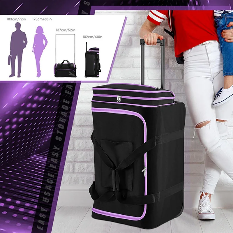 Custom Logo Performance Competition Dance Bag Rolling Garment Bag With Garment Rack Clothes Rack Dance Suitcase
