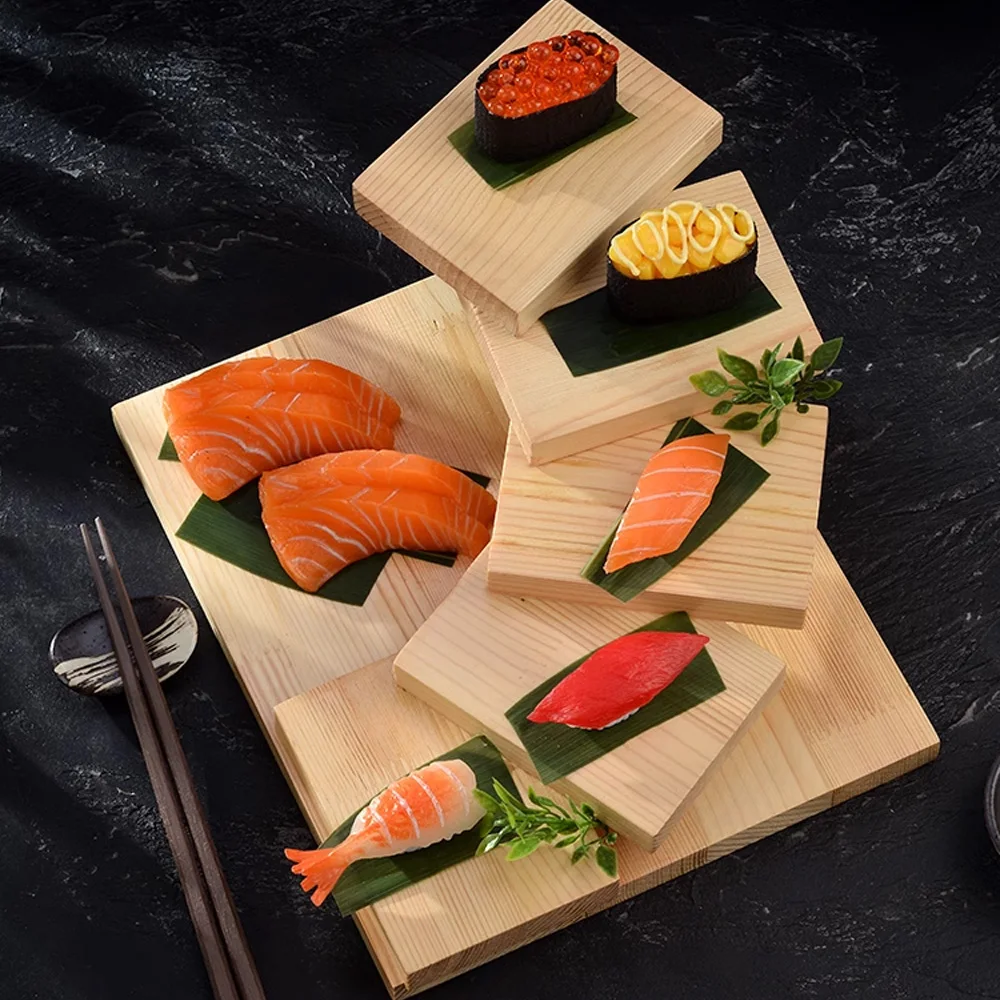product hotel creative japanese sushi pate grilled meat hotpot wooden tableware arrangement food tray for serving and displaying dishes-12