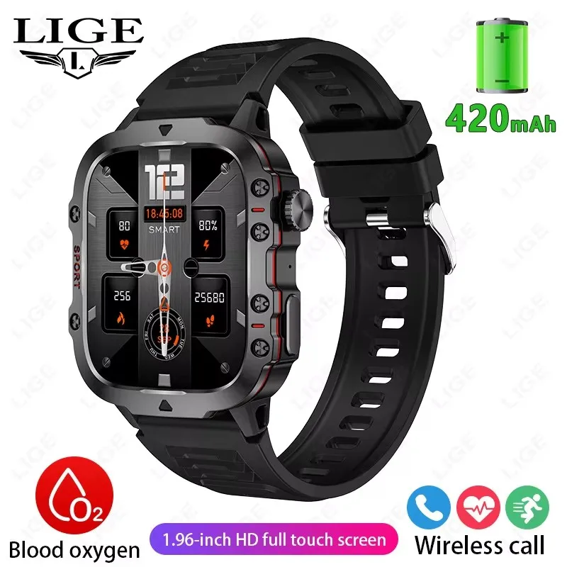 Lige BW0667 Smart Watch 1.96 Inch Screen 420 Mah Wireless Call Voice Assistant Watch Spo aperçu 9