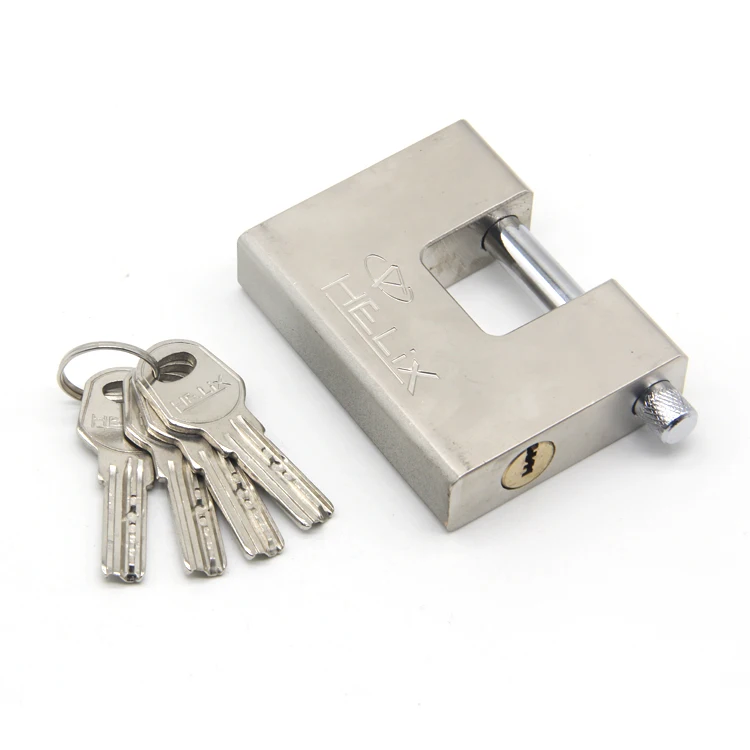 SS Unbreakable Door Lock Rectangle Padlock 75mm Padlock 50mm Rectangle Iron Padlock With Keys