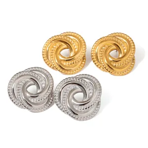 High Quality Hypoallergenic Irregular Statement Earrings Stainless Steel Weave Wave Circle Unique Designer Earrings