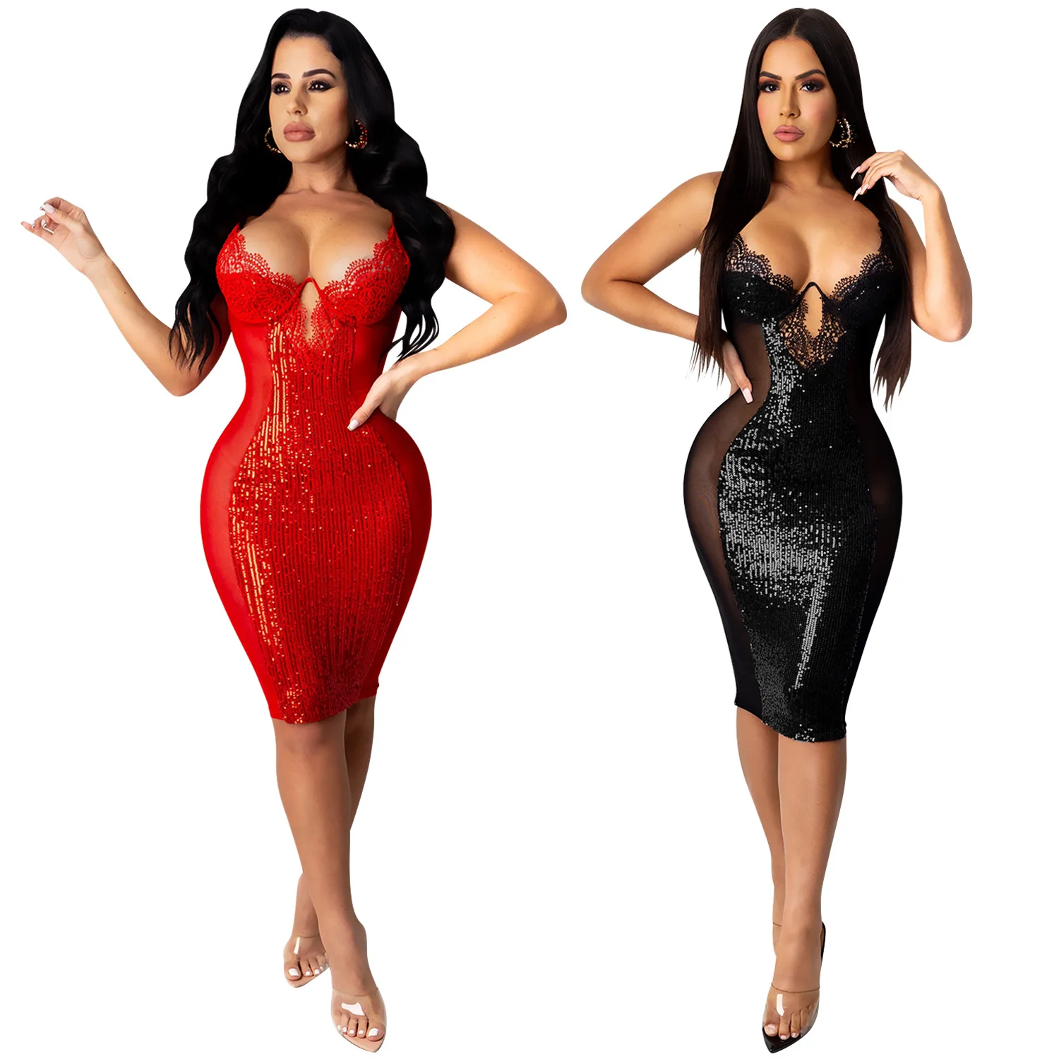 sachin and babi light blue dress Red Sequin Dresses main image 0