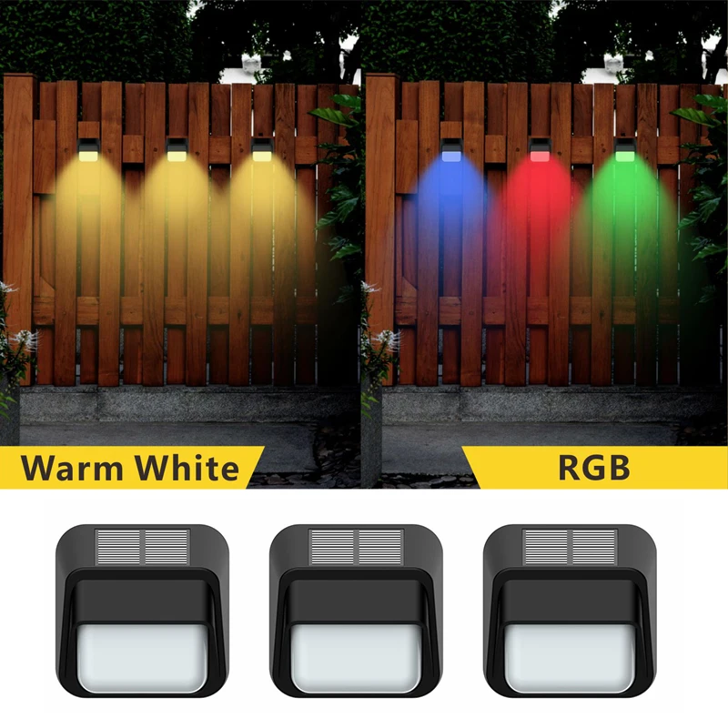RGB Solar Fence Light Warm White 8led IP65 Waterproof Yard Garden Decoration Colorful Solar Wall Light