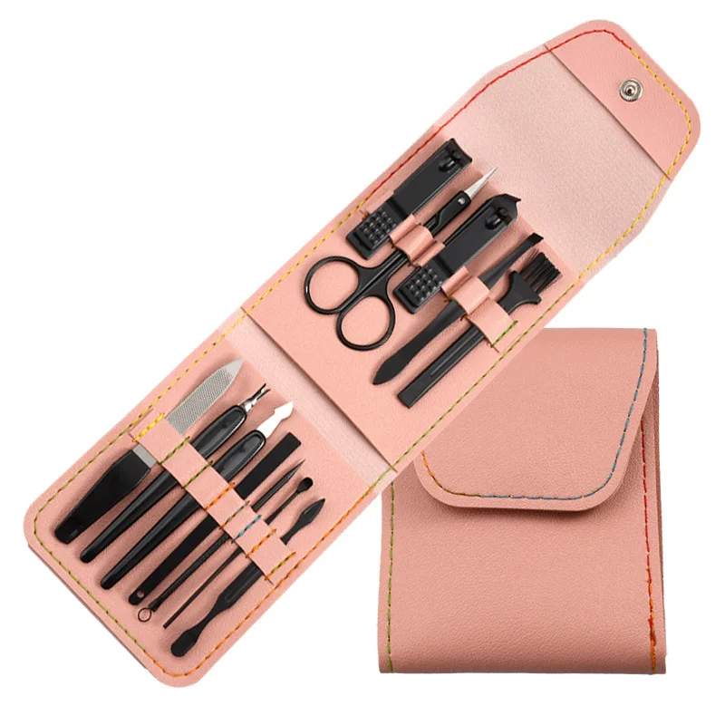product factory direct selling luxury manicure set stainless steel black beauty set manicure tools417-6