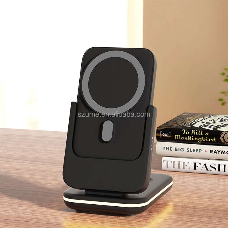 Hot folding 3in1 wireless charging station 10000mAh wireless Power Bank 15W Magnetic Wireless Charger