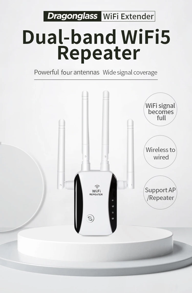 Wifi Repeater 2.4ghz/5ghz Wifi Booster 1200mbps Long Range Wifi Signal ...