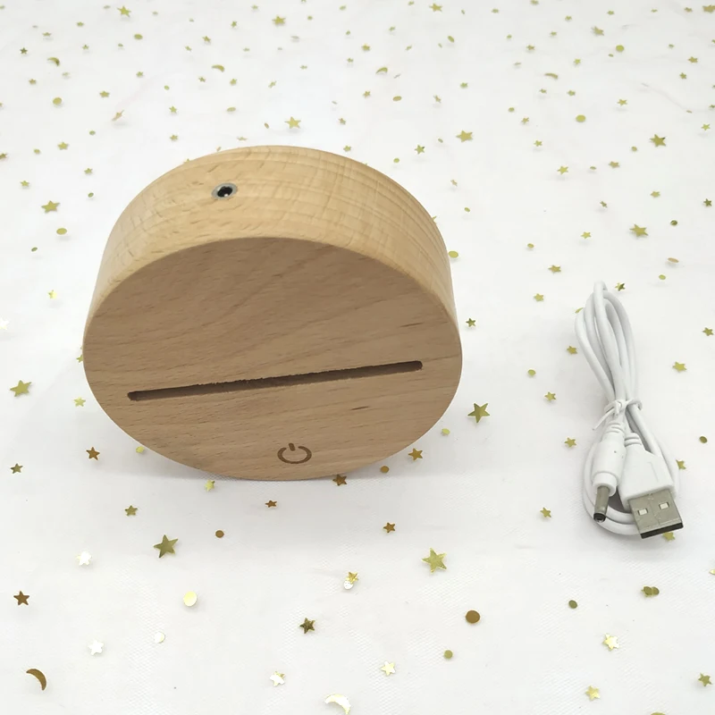 
 Светодиодный деревянное основание USB кабель сенсорный выключатель и дистанционное управление ночник акриловый дисплей 3D светодиодный Ночной светильник в собранном виде основания  