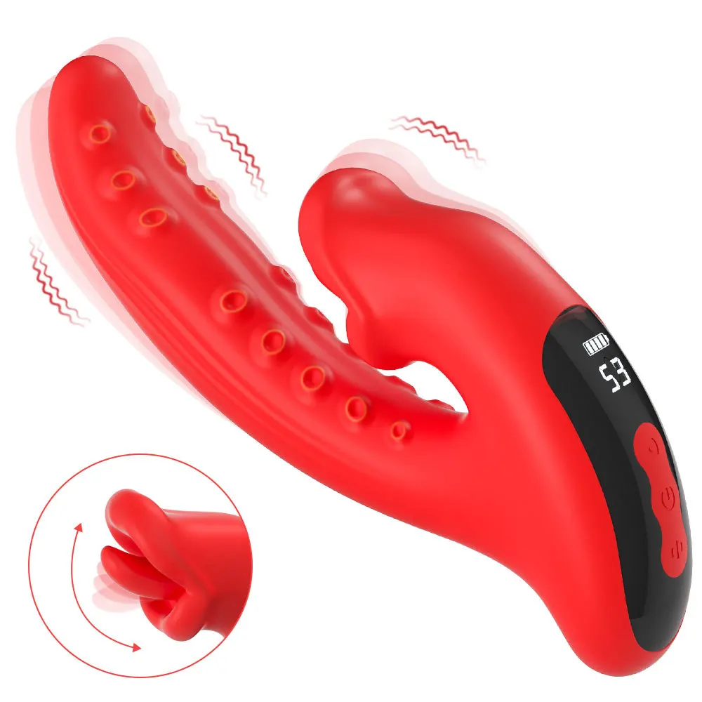 Vibrator mit Zungenstimulation für Frauen, 10 Vibrationsstufen, 5 Zungenstimulationsfunktionen, einstellbares Sexspielzeug_voghion.com