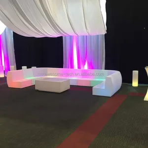 Multi-Color LED Glowing Night Club Bar Furniture Sets Luminous Plastic Sofa Chair with Water Resistance for Home & Outdoor Use