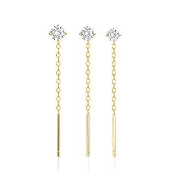 fashion earrings set jewelry 925 sterling silver four claw paw diamond zircon tassel chain gold plated stud earrings for women