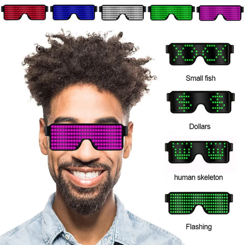 8 Modes Quick Flash USB Led Party USB charge Luminous Glasses Glow Sunglasses Christmas Concert light Toys Christmas decorations