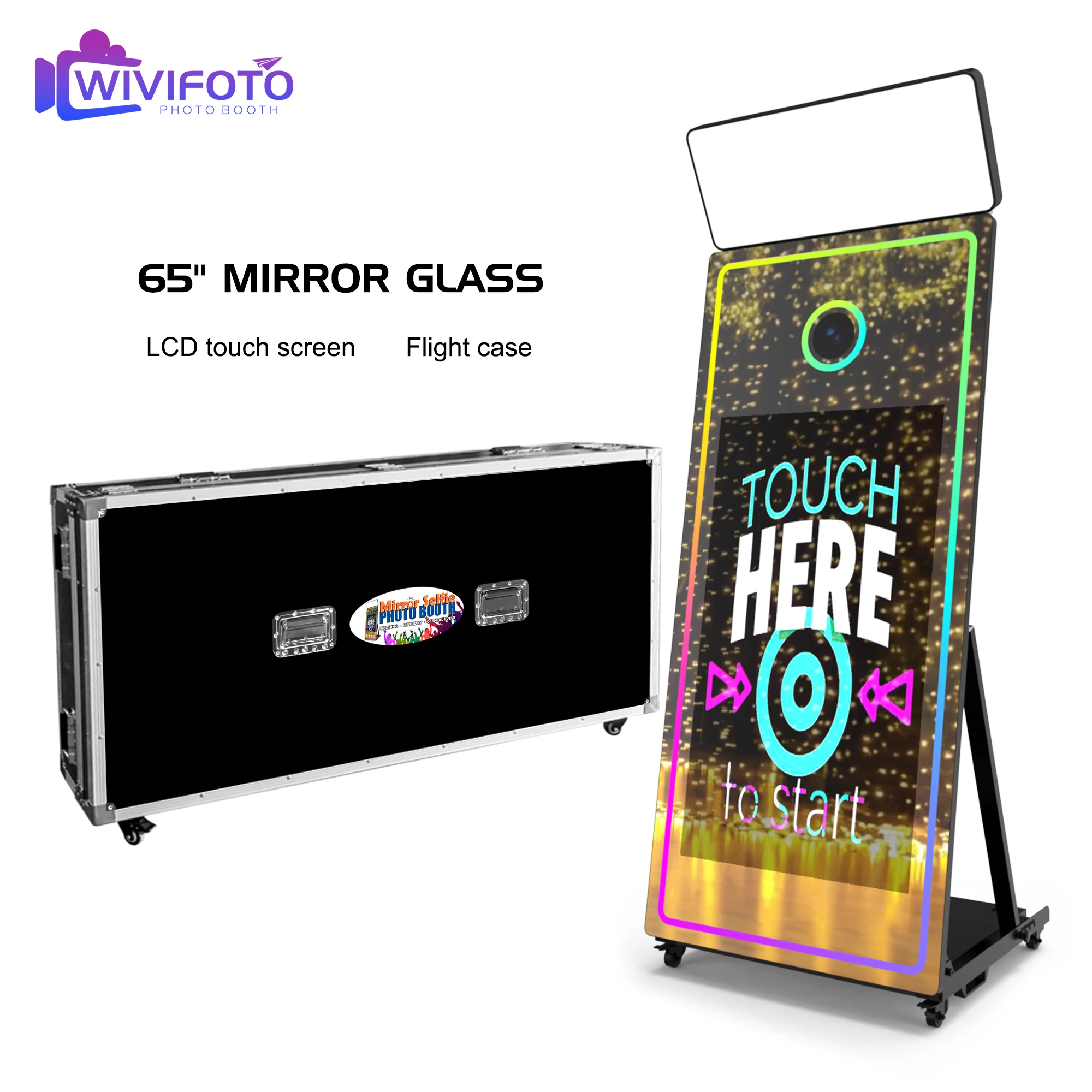 White Color Interactive Self-service Magic Mirror Photo Booth With Printer and Camera 10-point Touch Photo Booth