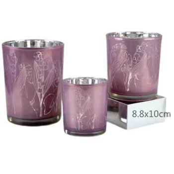 Factory direct sale hand blown glass candle cup with led for home decoration and gifts