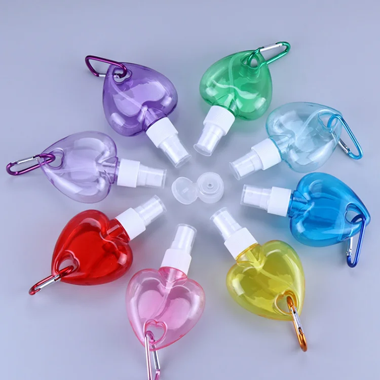 Petg 30ml 50ml 60ml 80ml Various Shape Botella De Spray Key Ring Hook Keychain Carabiner Plastic Spray Bottle