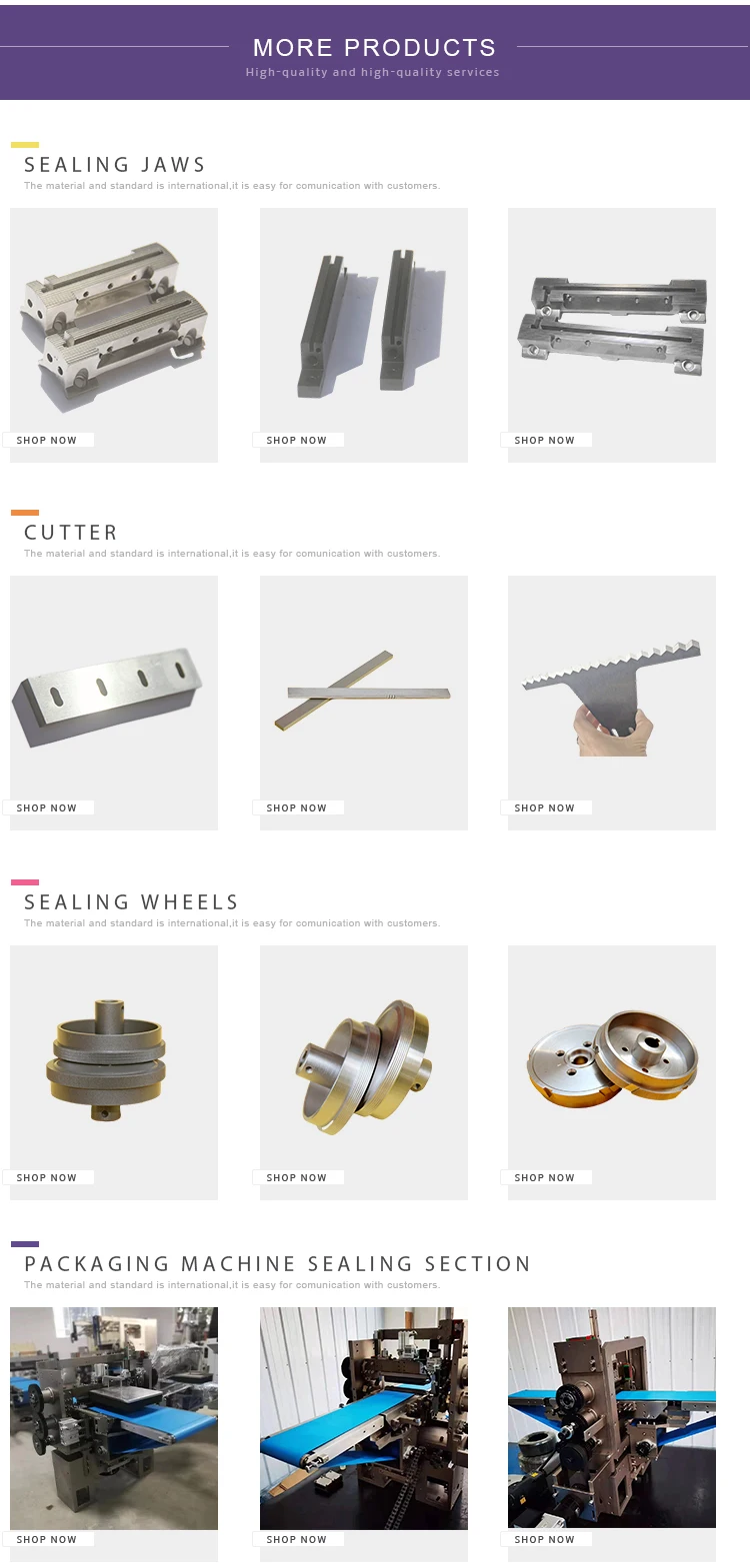 Highquality Packaging Machine Sealing Jaws With Euro Slot Sealing Tool