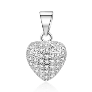 Classic Simple 925 Sterling Silver Jewelry Pendants White Zircon Heart Shape Pendant for Women