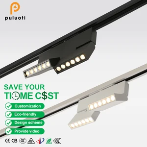 White Black COB 1/2 Head Track Foldable Grille Lights Ceiling 12W/24W Magnetic Adjustment Direction 180° Aluminum for Indoor