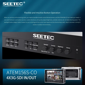 SEETEC ATEM156S-CO 15.6 Inch IPS Full HD 1920x1080 3G-SDI   Portable Carry-on Multi-camera Director Monitor detail image