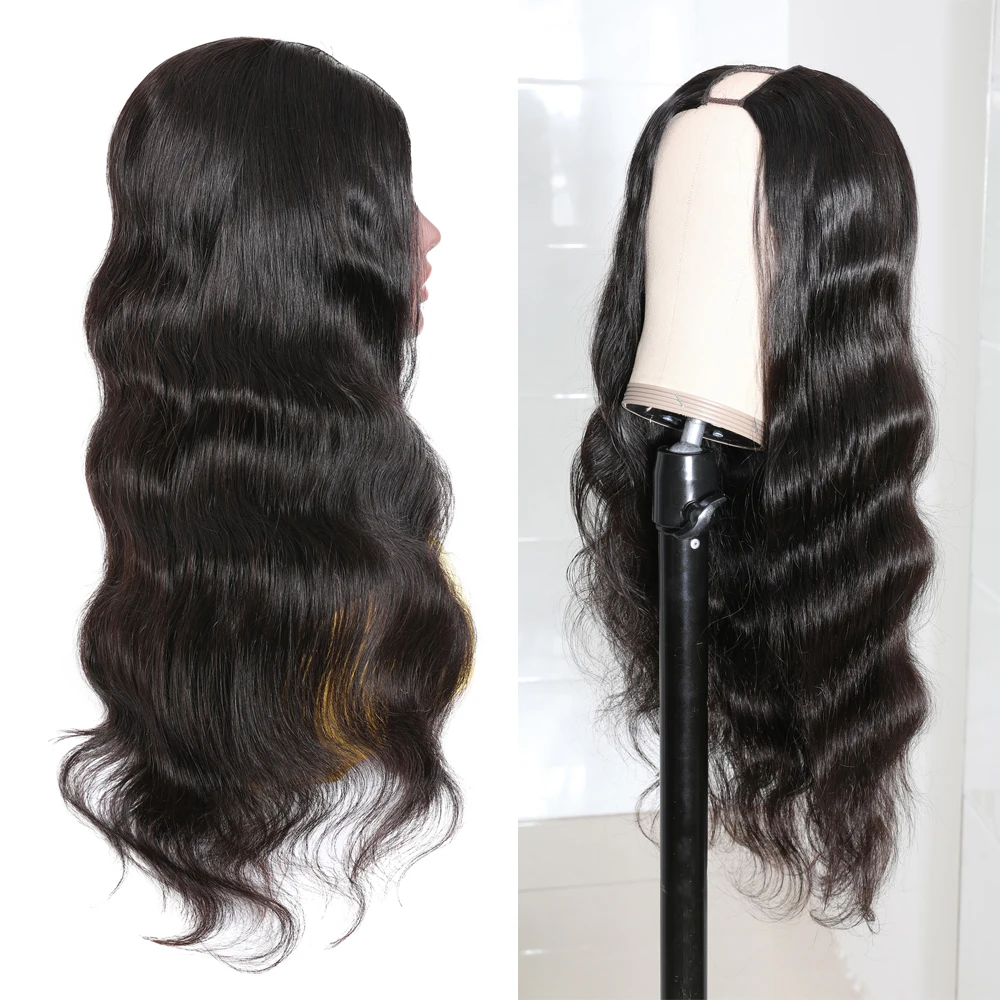 Brazilian Bone Straight U Part Wig Human Hair with Clips Cheap Upart Bob Human Hair Half Wigs for Black Women Remy