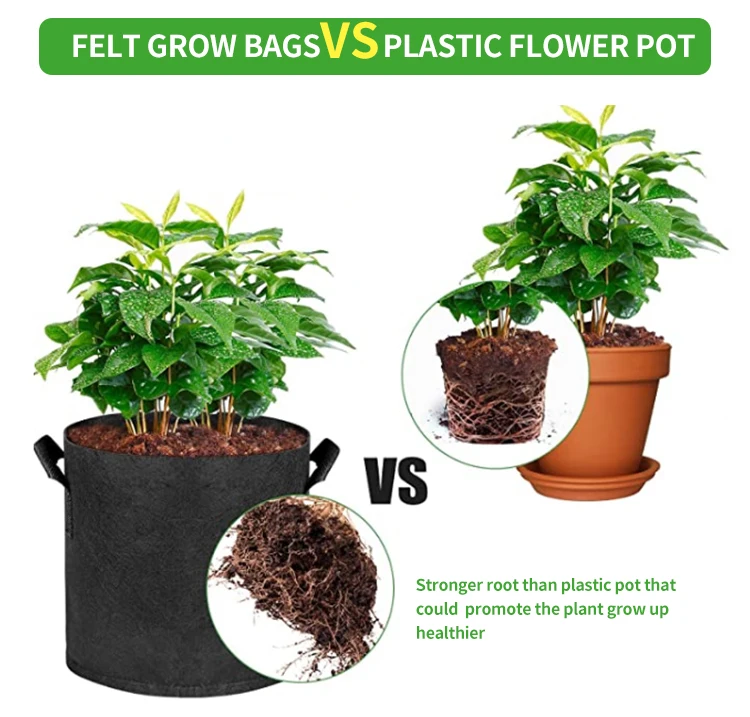 Garden Felt Grow Bags 50 Gallon Non Woven Fabric Felt Planter Grow Bag