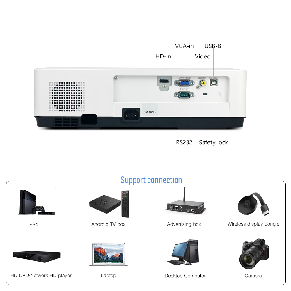 BYINTEK K400 3LCD 300インチ 高輝度 フルHD 1080P 4K シネマ 教育会議用 ビデオ プロジェクター Byintek K400 xga 3LCD 5000ルーメンプロジェクターフルhd 1080p led