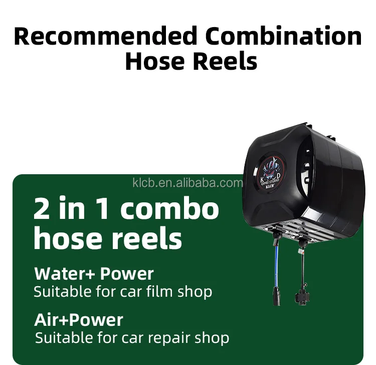 Wallmounted Auto Retractable Air Water Electric Hose Reel Combination