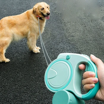 Alternative view of Tangle Free Automatic Retractable Dog Walking Leash with LED Flashlight and Poop Bag Dispenser for Small Medium Large Dogs