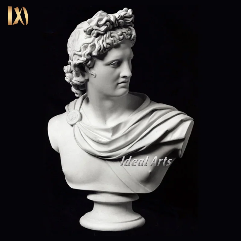 理想的な芸術品卸売 高品質ギリシャ産大理石 アポロ像彫刻胸像