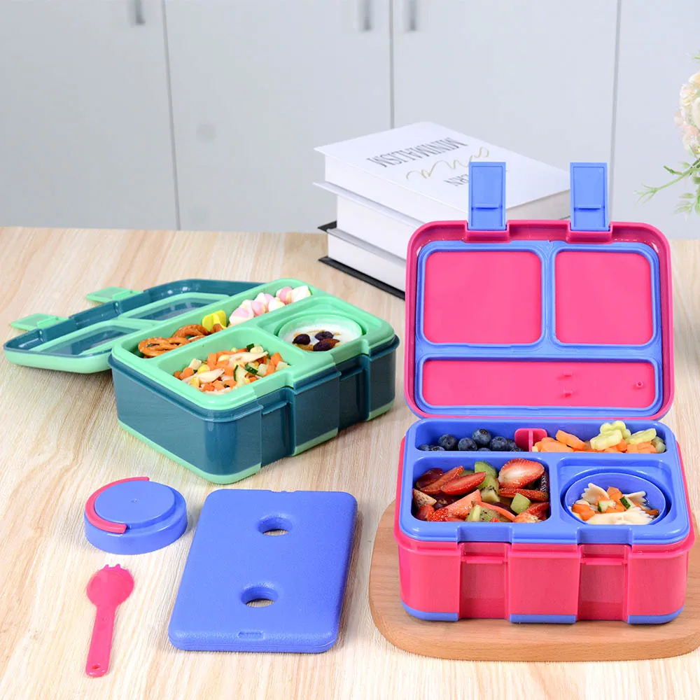 New BPA Free Kids Plastic Compartment Microwavable Reusable Ice Pack for Bento Style Lunch Food Box Container