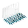 28-compartment pillbox [transparent blue English label]