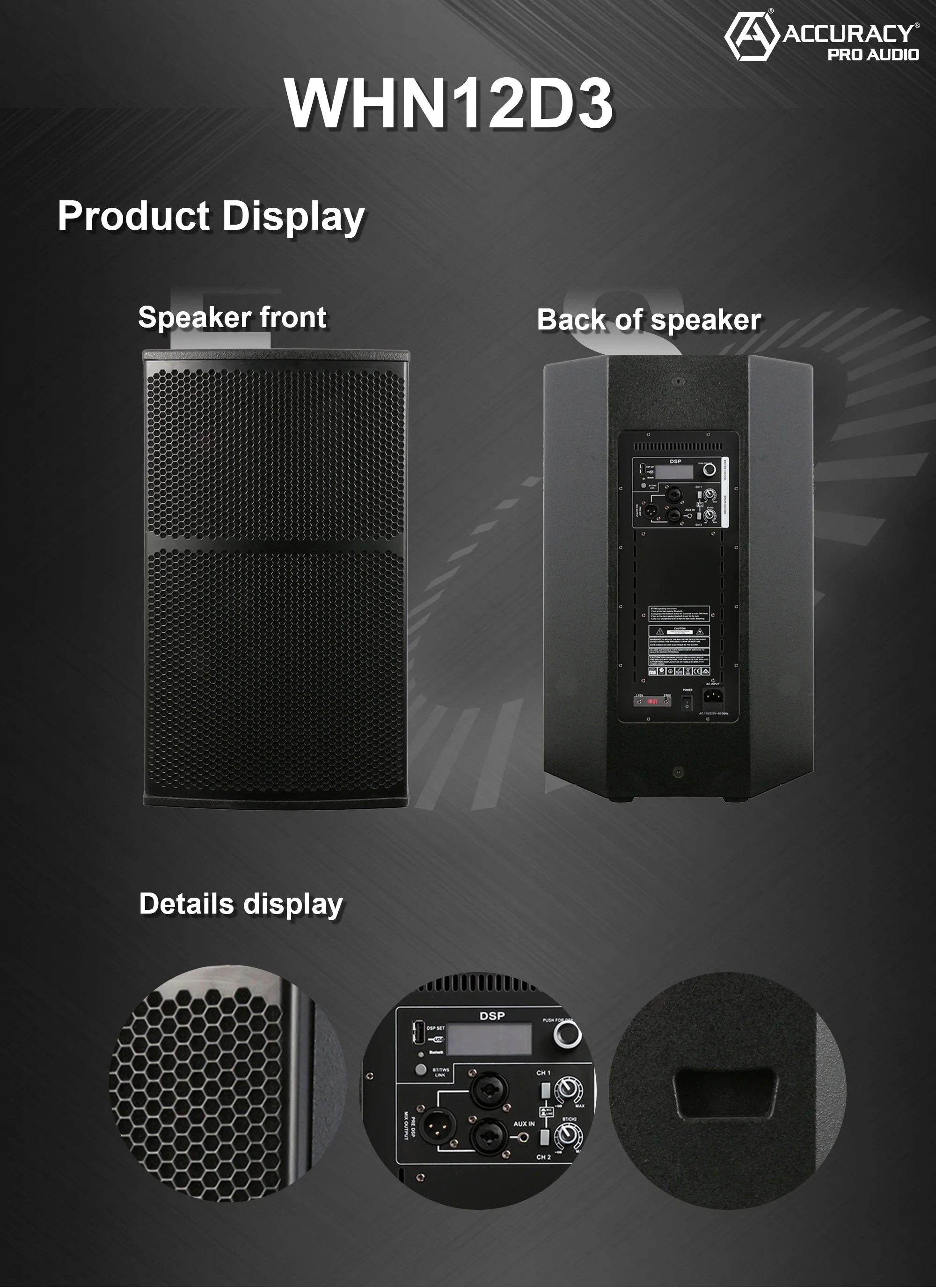 Rqsonic Whn12d3 12 Inch Pro Audio Sound System Party Dj Home