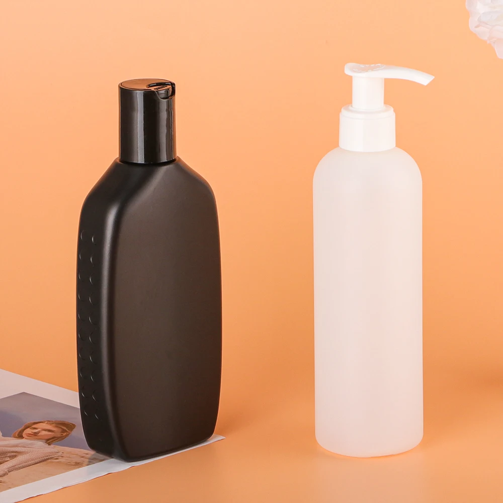 250ml Matte Black Hdpe Cosmetic Shampoo Body Wash Lotion Container Flip