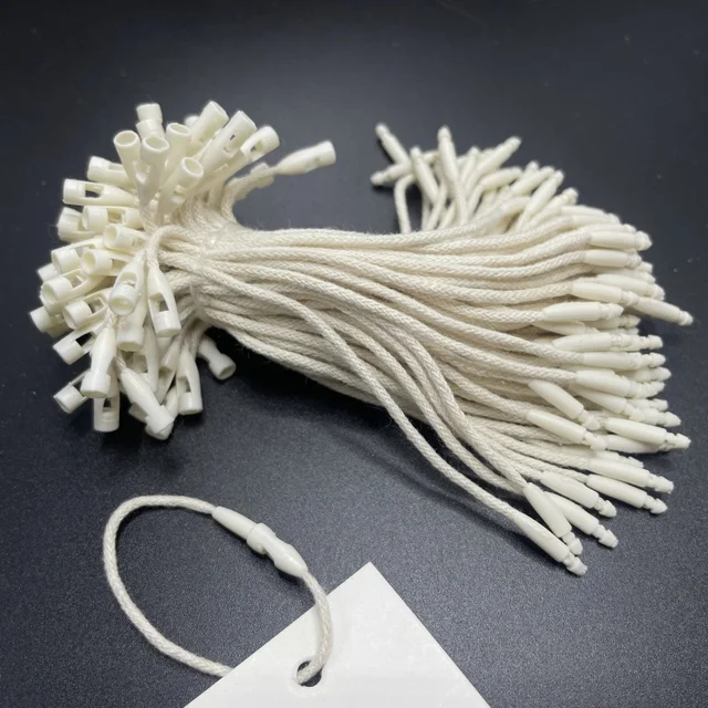 Cheap Wholesale Commonly Used Shape 11cm Beige Cotton Thread Label Seal Lock Plastic Rope Garment